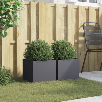 Planters 2 pcs Anthracite 12.6"x11.8"x11.4" Steel