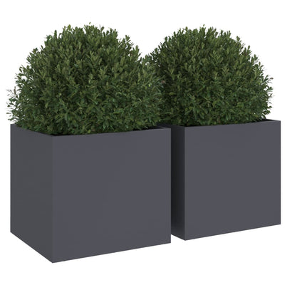 Planters 2 pcs Anthracite 12.6"x11.8"x11.4" Steel