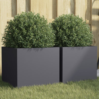 Planters 2 pcs Anthracite 12.6"x11.8"x11.4" Steel