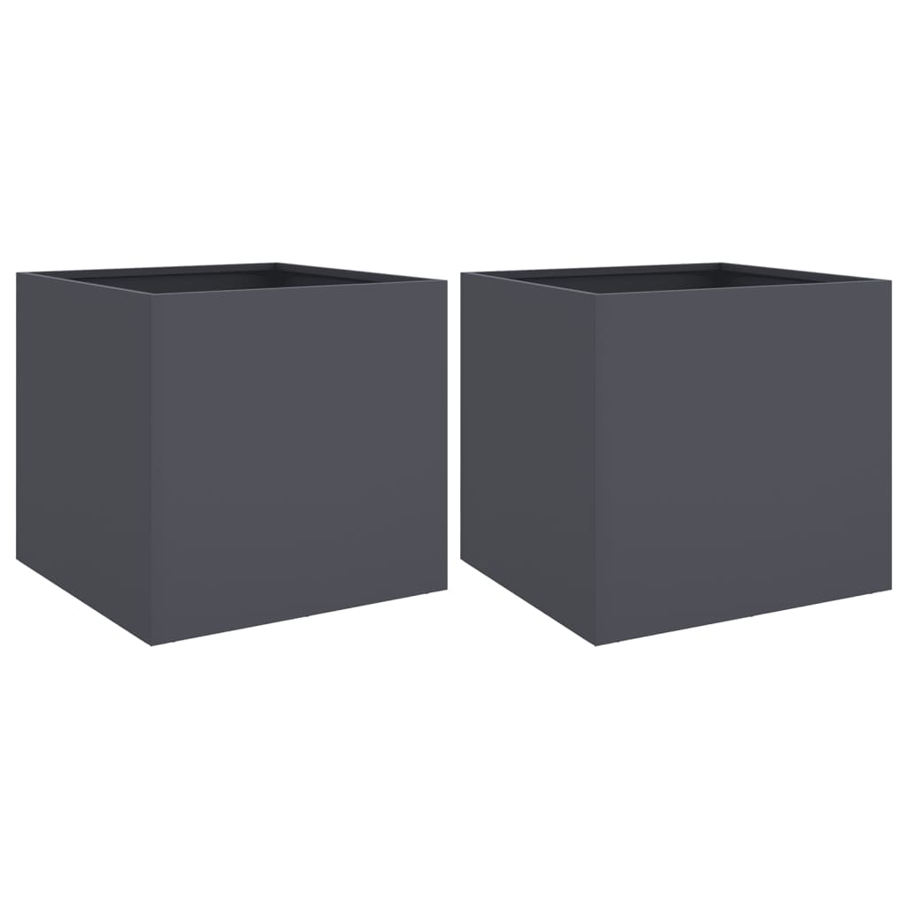 Planters 2 pcs Anthracite 16.5"x15.7"x15.4" Steel