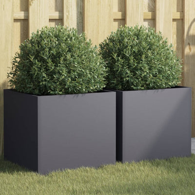 Planters 2 pcs Anthracite 16.5"x15.7"x15.4" Steel