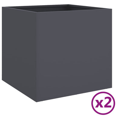 Planters 2 pcs Anthracite 19.3"x18.5"x18.1" Steel