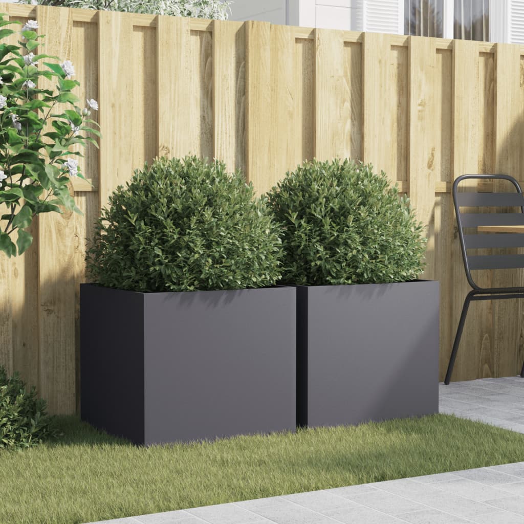 Planters 2 pcs Anthracite 19.3"x18.5"x18.1" Steel