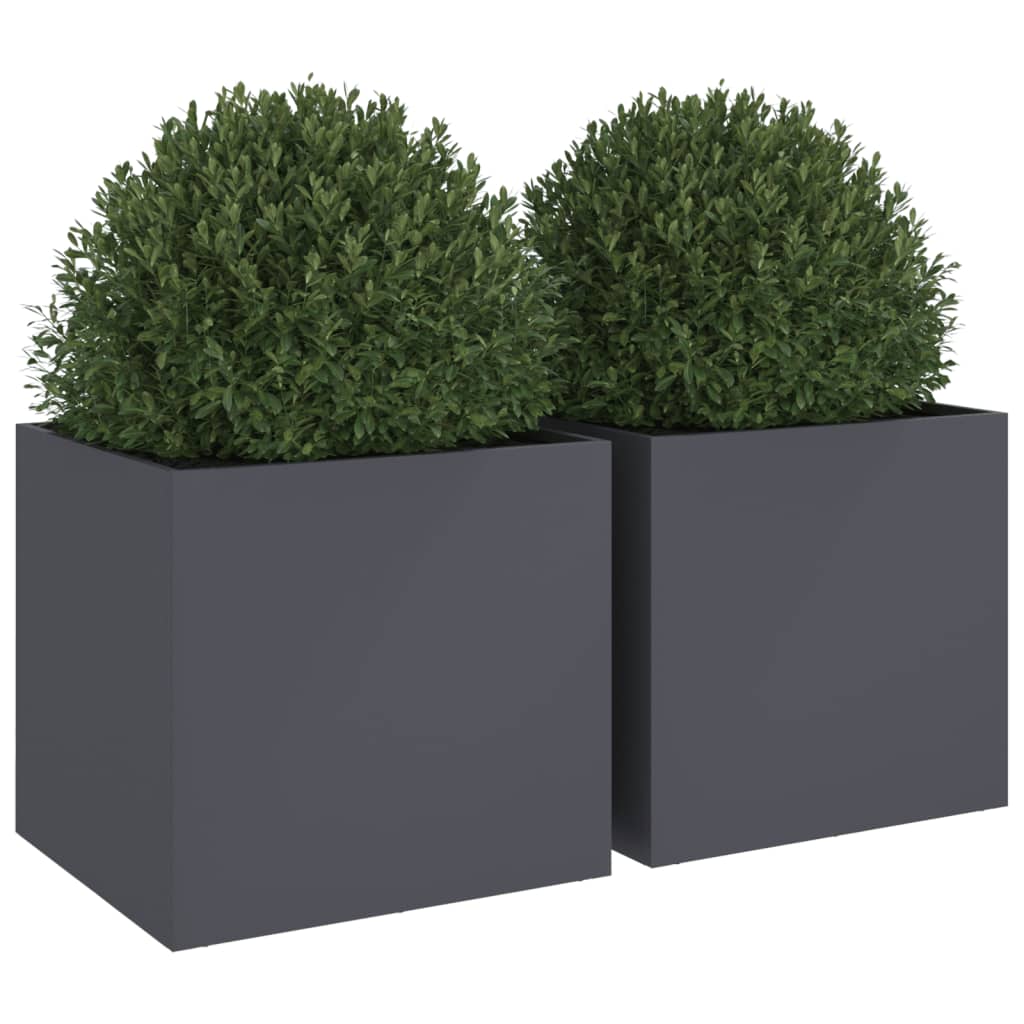 Planters 2 pcs Anthracite 19.3"x18.5"x18.1" Steel