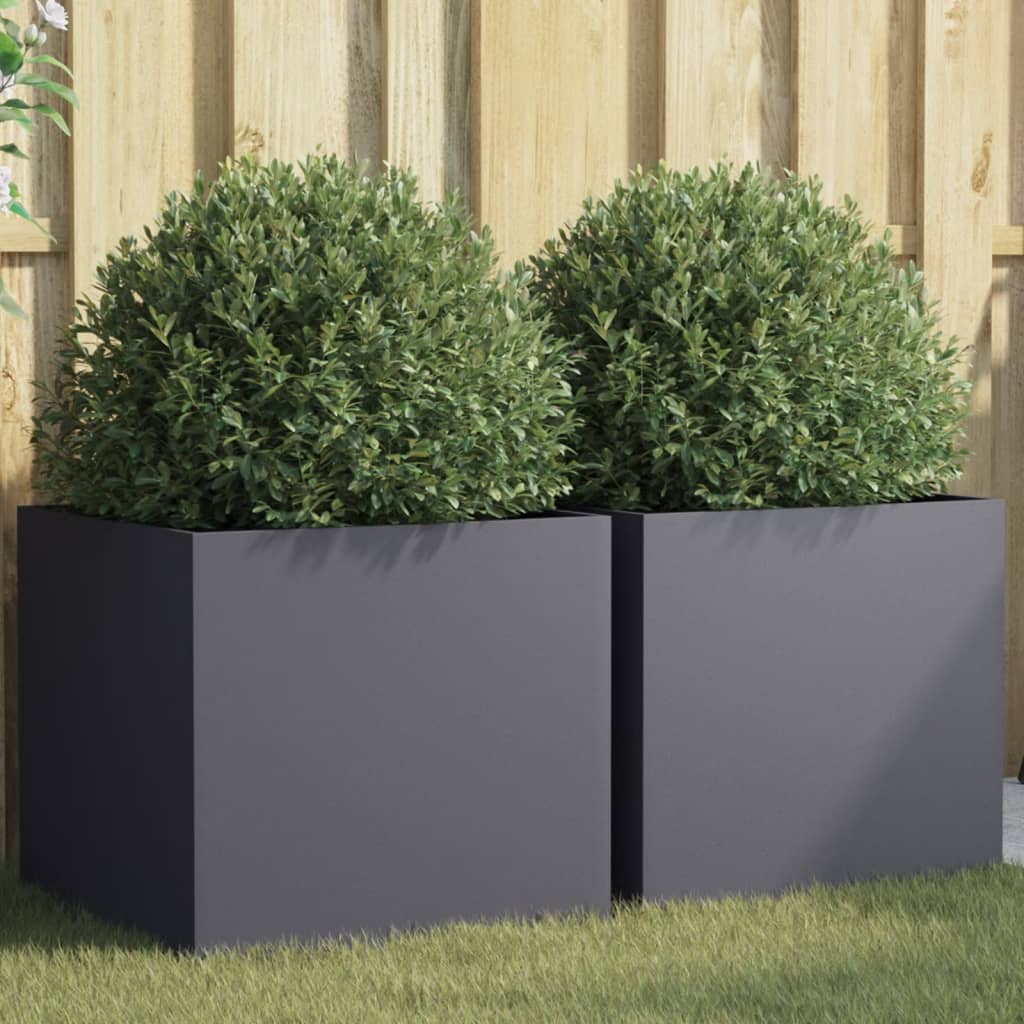 Planters 2 pcs Anthracite 19.3"x18.5"x18.1" Steel