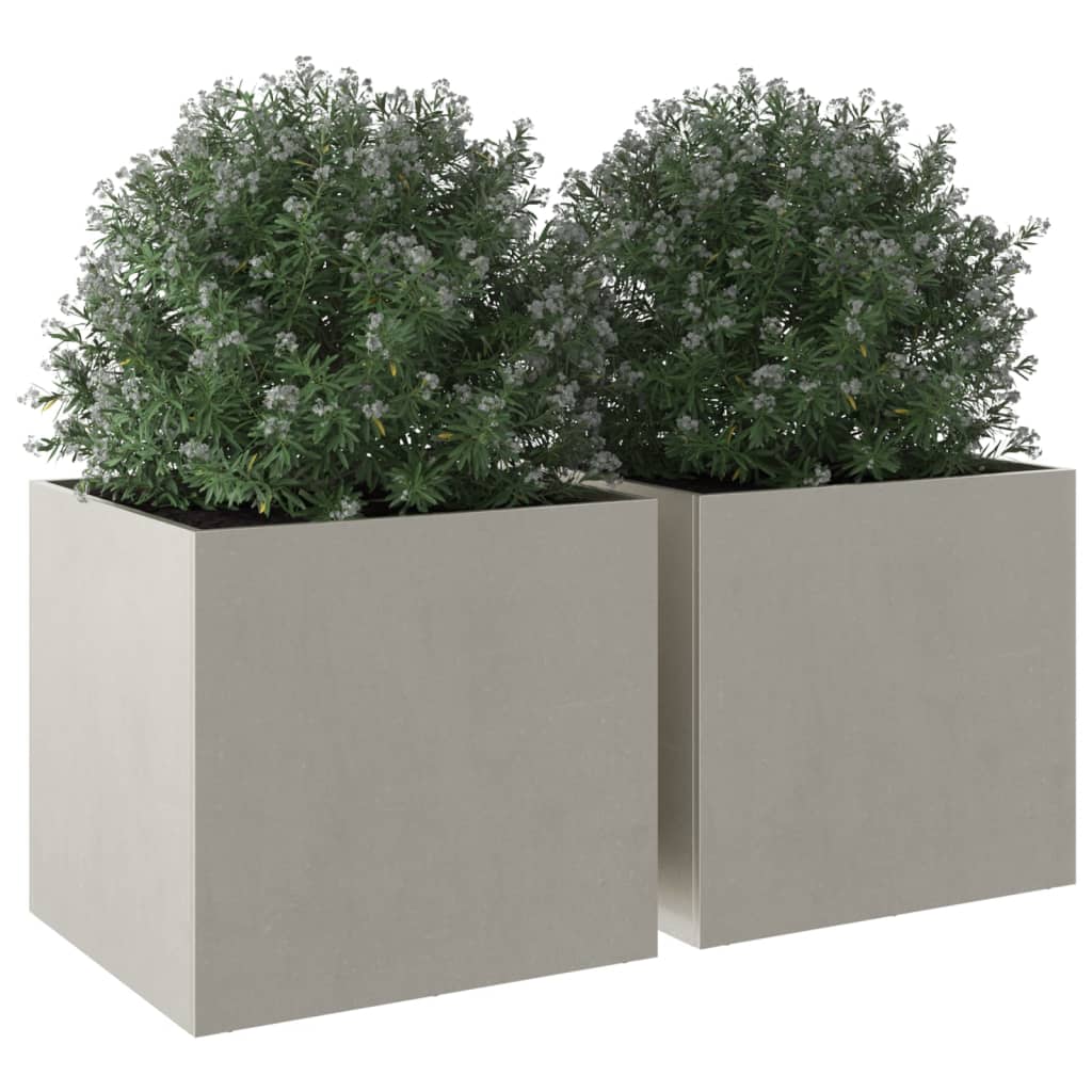 Planters 2 pcs Silver 19.3"x18.5"x18.1" Stainless Steel