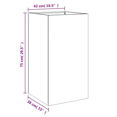 Planter Anthracite 16.5"x15"x29.5" Steel