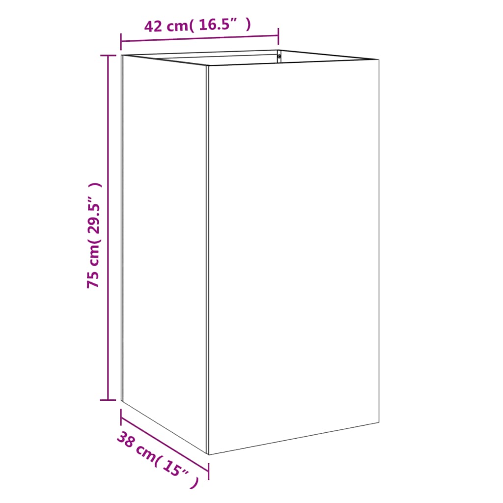 Planter Silver 16.5"x15"x29.5" Stainless Steel