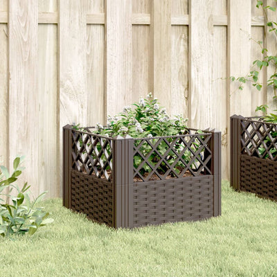 Garden Planter with Pegs Brown 17.1"x17.1"x17.1" PP