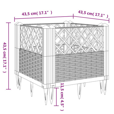 Garden Planter with Pegs Brown 17.1"x17.1"x17.1" PP