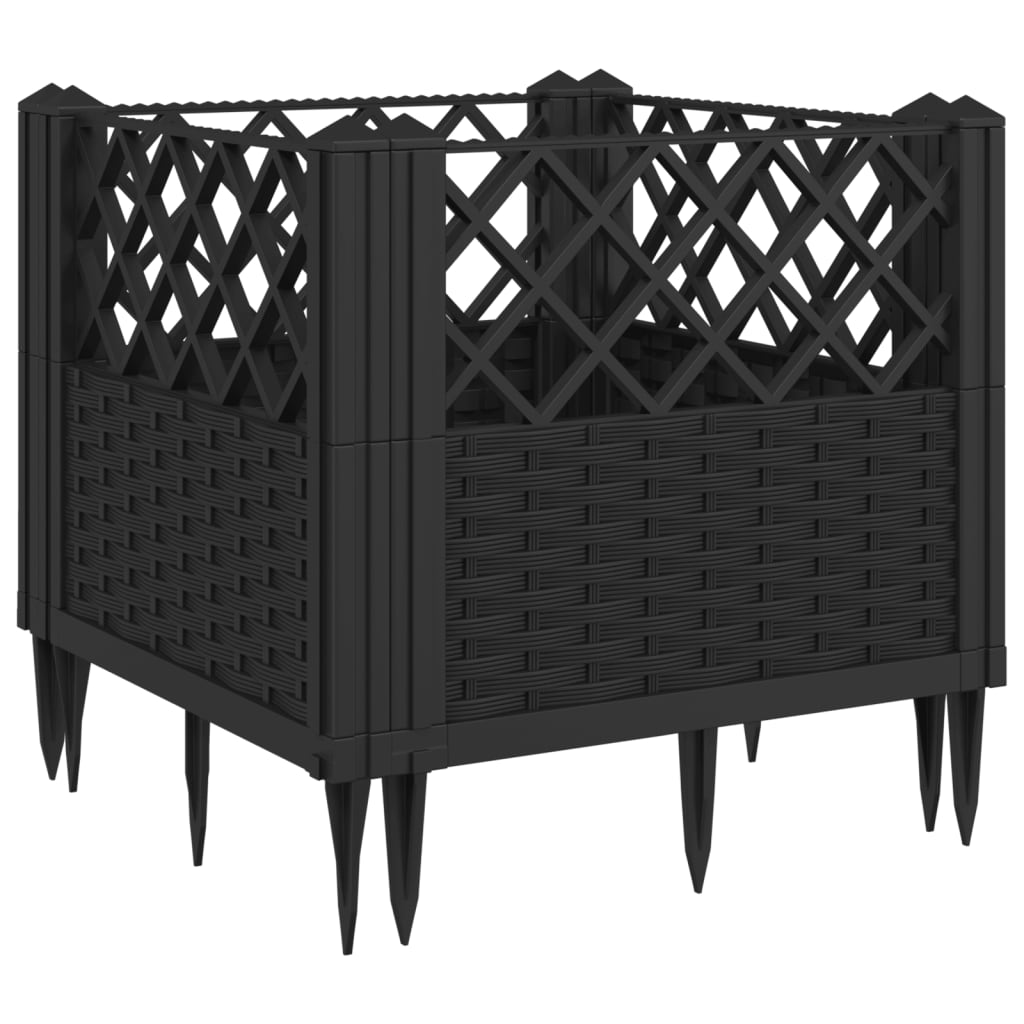 Garden Planter with Pegs Black 17.1"x17.1"x17.1" PP