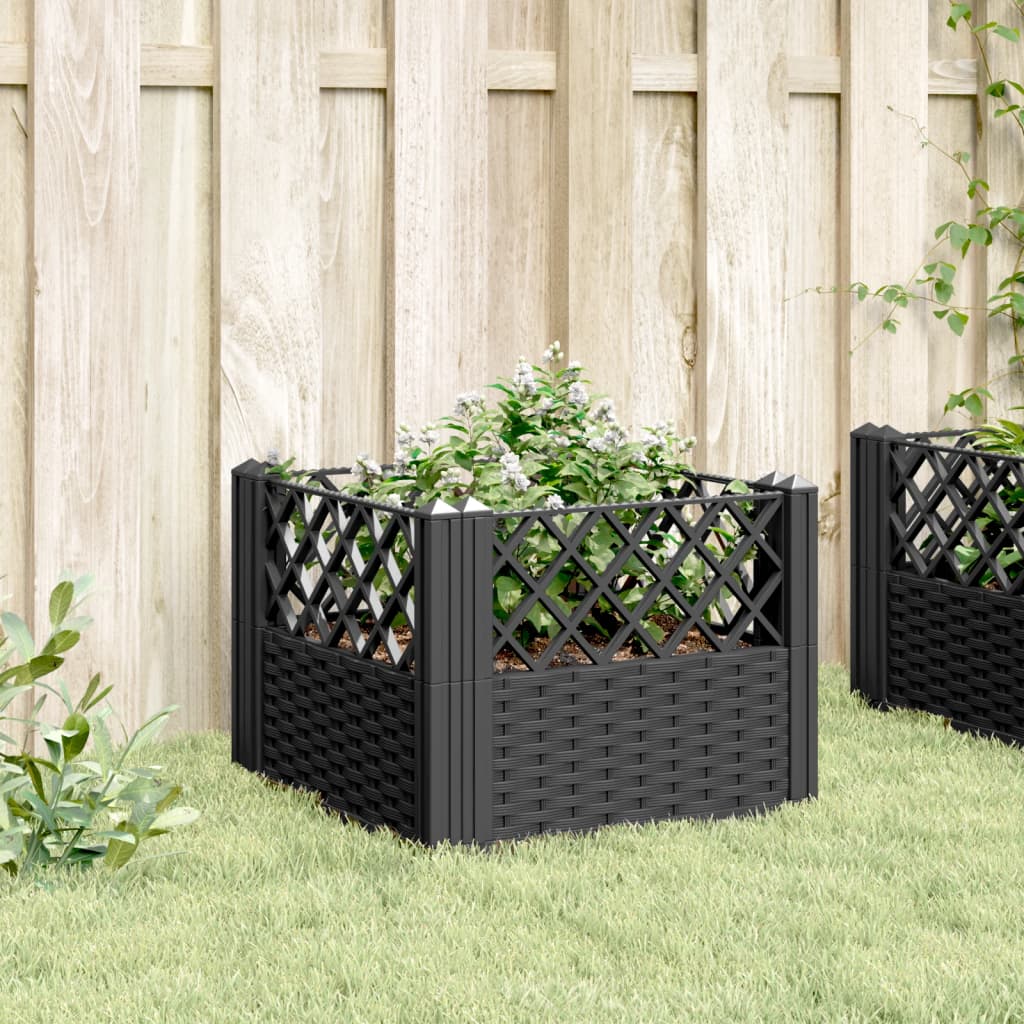 Garden Planter with Pegs Black 17.1"x17.1"x17.1" PP