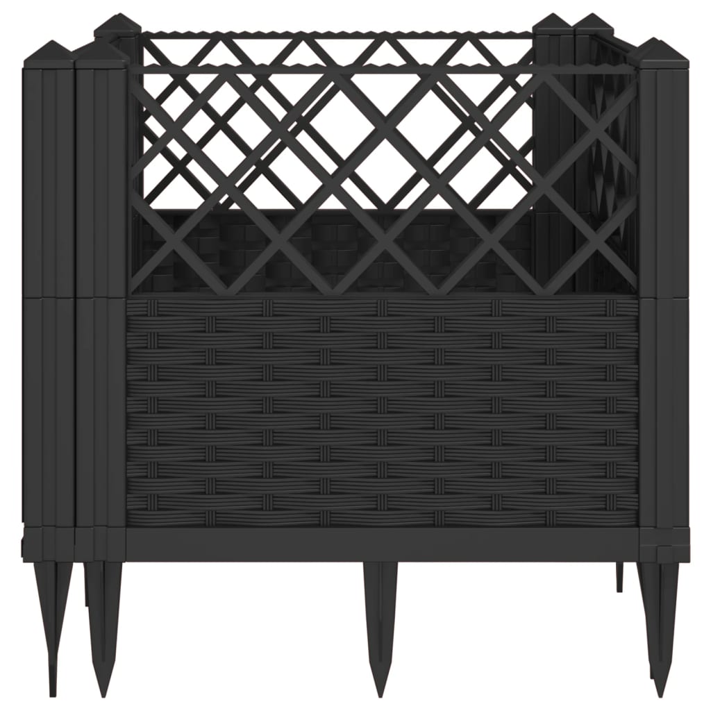 Garden Planter with Pegs Black 17.1"x17.1"x17.1" PP