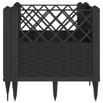 Garden Planter with Pegs Black 17.1"x17.1"x17.1" PP