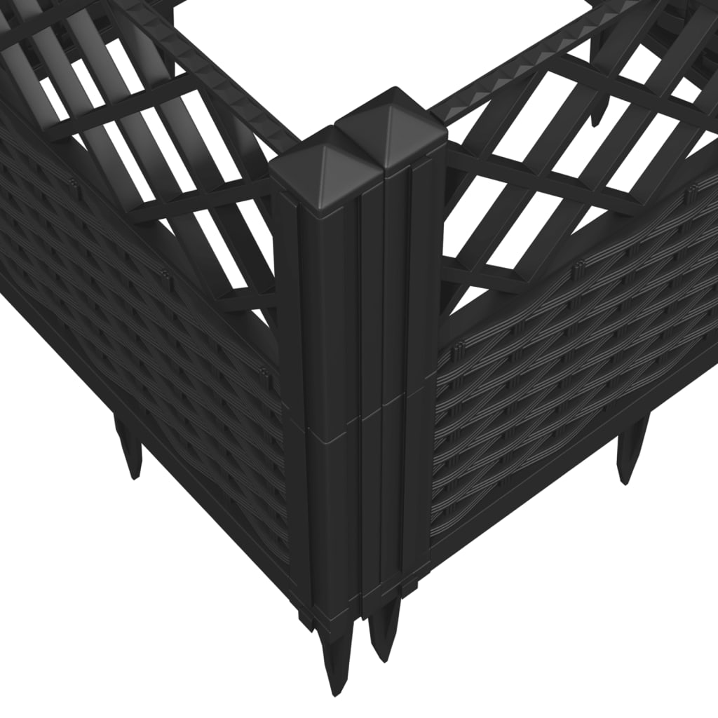 Garden Planter with Pegs Black 17.1"x17.1"x17.1" PP