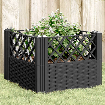 Garden Planter with Pegs Black 17.1"x17.1"x17.1" PP