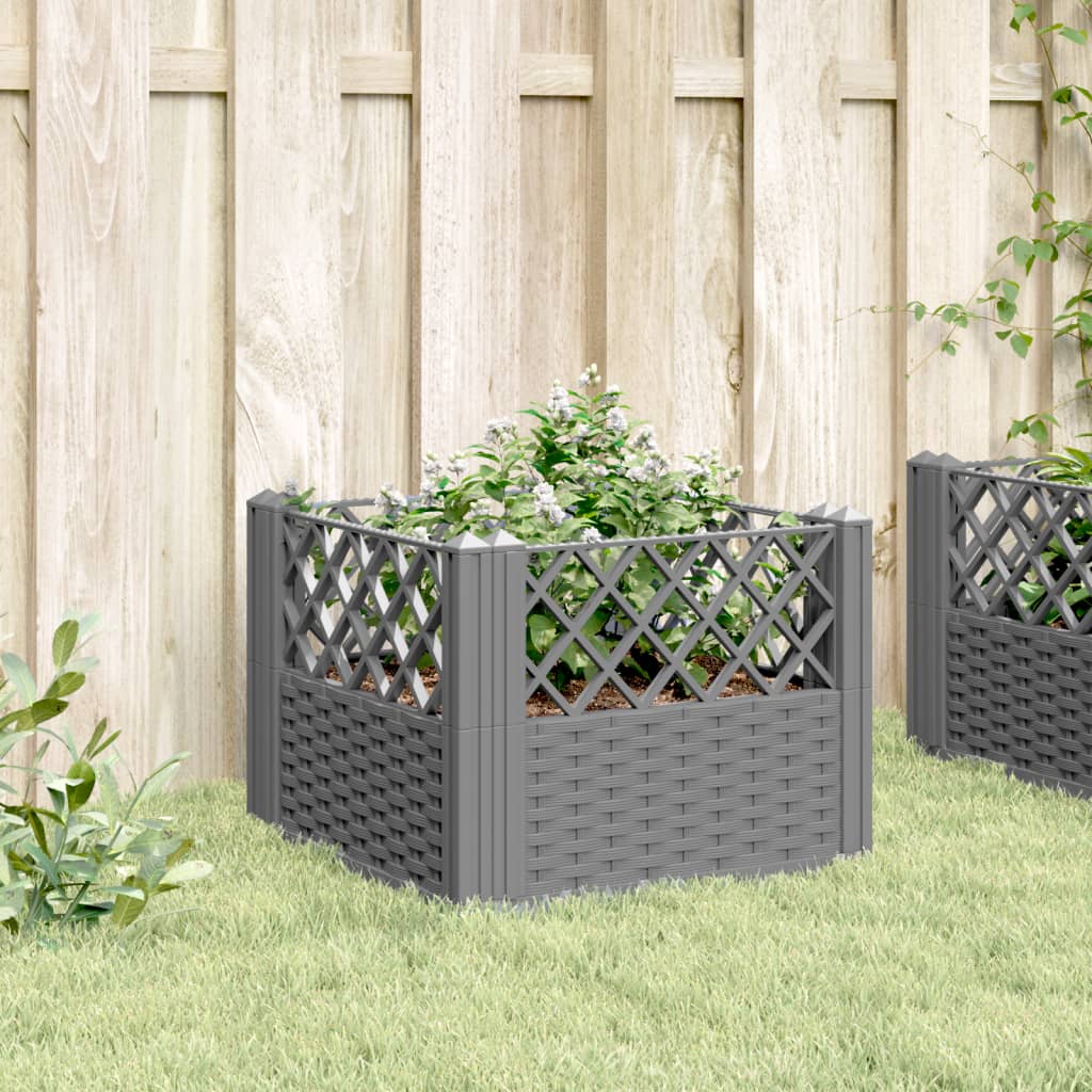 Garden Planter with Pegs Light Gray 17.1"x17.1"x17.1" PP