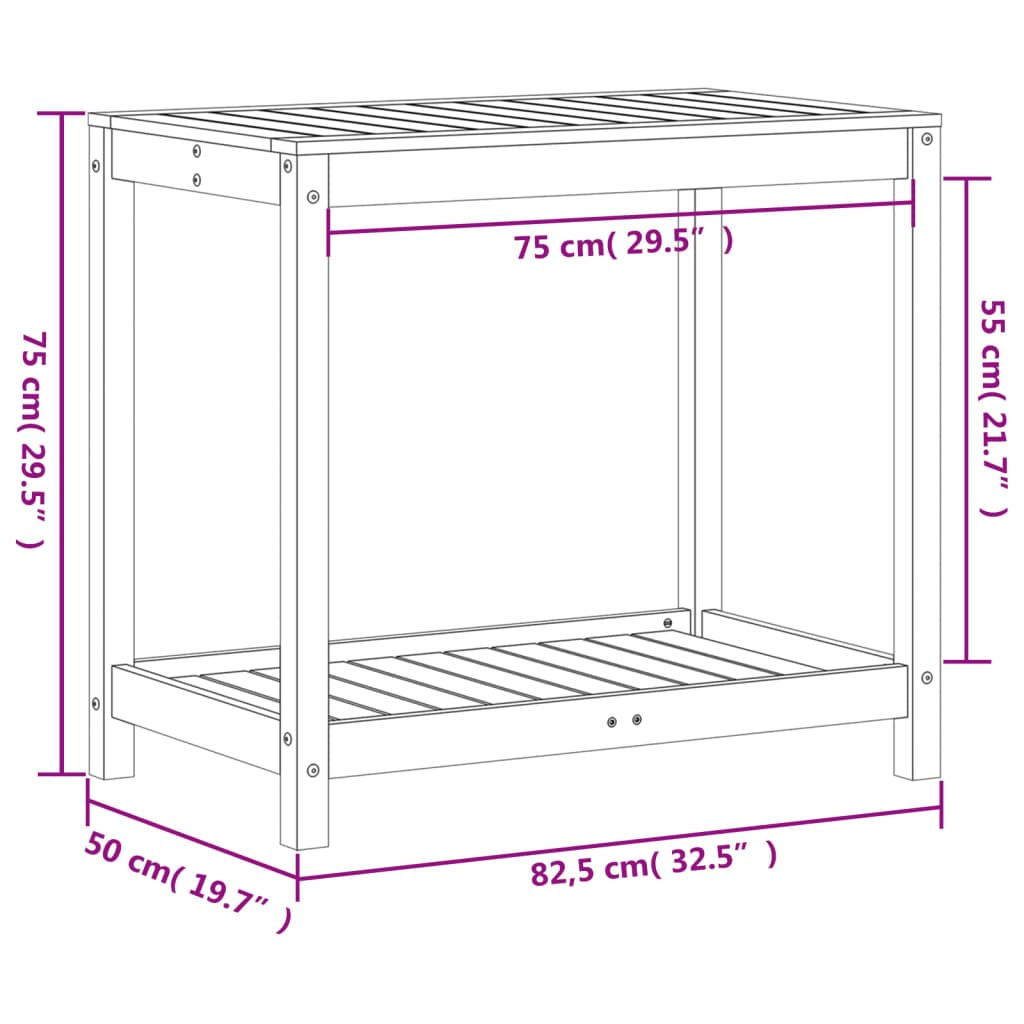 Potting Table Natural Wood Solid douglas wood 32.5 x 19.7 x 29.5 in