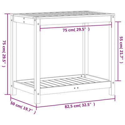 Potting Table Natural Wood Solid douglas wood 32.5 x 19.7 x 29.5 in