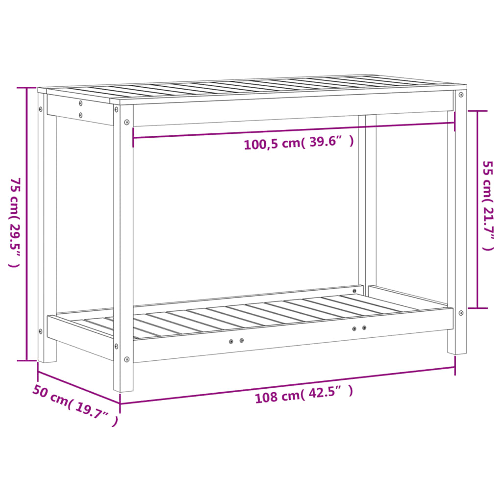 Potting Table Natural Pine Solid Pine Wood Potting Table