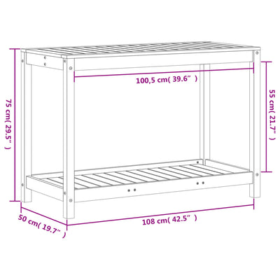 Potting Table Natural Pine Solid Pine Wood Potting Table