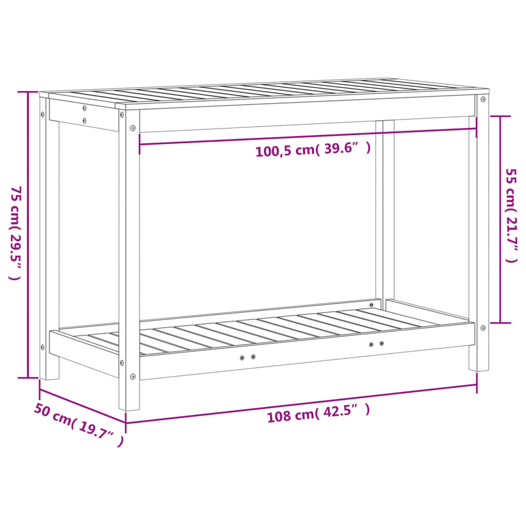 Potting Table Natural wood Solid Douglas wood Large Potting Table
