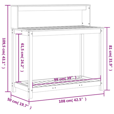Potting Table Natural Pine Solid pine wood Large Potting Table