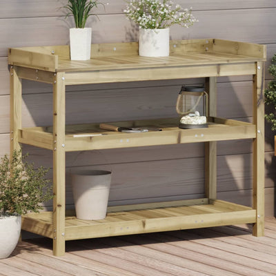 Potting Table Brown Solid Pine Wood Large Rectangular Rustic