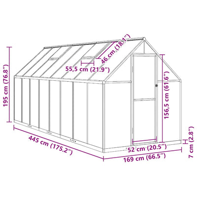 Greenhouse Silver and transparent Aluminum and polycarbonate Large