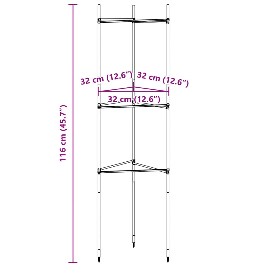 Tomato Cage Set of 2 Green Steel with PE coating, Polypropylene