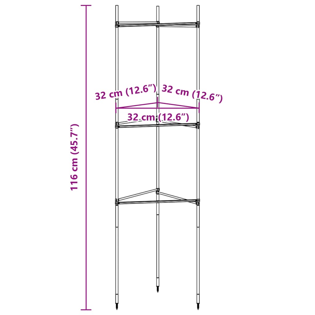 Tomato Cage Set of 6 Green Steel with PE coating, polypropylene