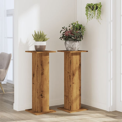 Plant Stands 2 pcs Artisian Oak 11.8x11.8x31.5" Engineered Wood