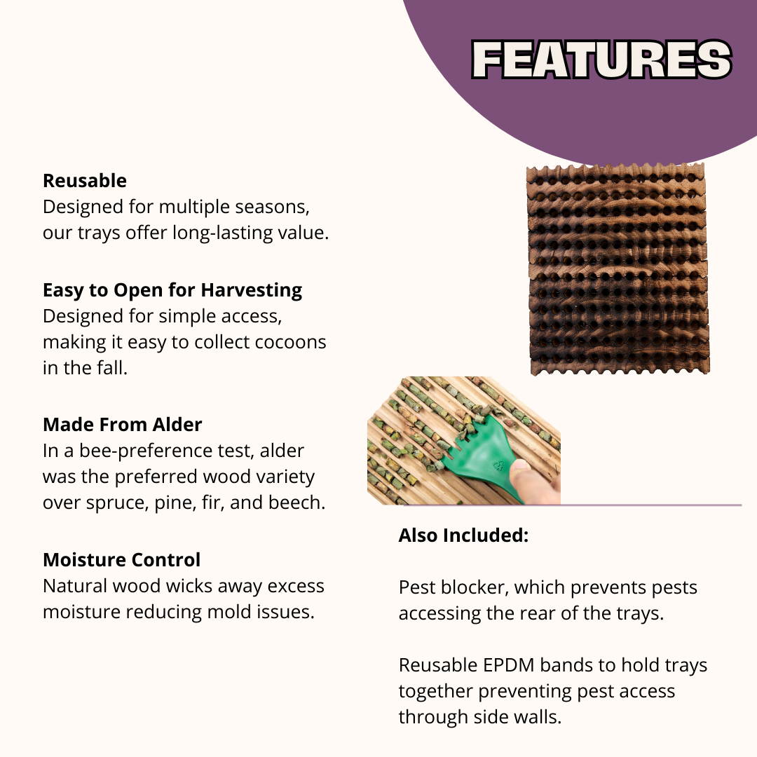 Summer Reusable Wood Trays for Leafcutter Bees