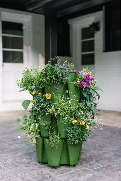 3 Tier GreenStalk Original Vertical Planter | Evergreen (Basket Weave Texture) 