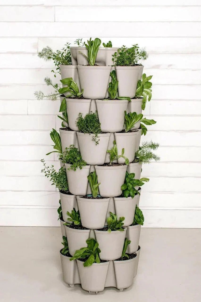 GreenStalk 7-Tier Leaf Vertical Garden Kit - Premium Growing System with Mover & Supports